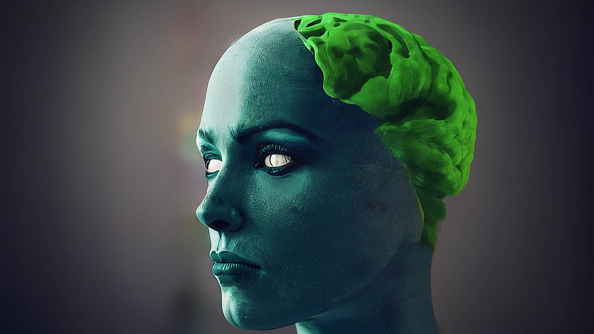 Educational graphic about trading psychology, abstract mental concepts, green and blue colors, professional